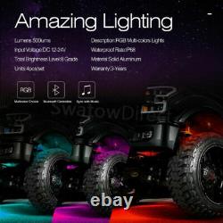 12-Pods RGB Cree LED Rock Lights Lamp Off-road Music Wireless Bluetooth Control