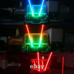 2 LED Whip Lights 4 Ft and 4 LED PODS Underglow Rock Lights Strobe for Jeep ATV