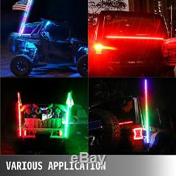 2 Pcs 4FT LED RGB Lighted Antenna Lights Whip Flag Pole Off-Road For ATV RZR UTV
