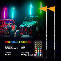 2 Pcs 5FT LED Whip Antenna Light Flag UTV ATV for Can Am X3 Polaris RZR 1000 900