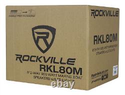 (2) Rockville 8 Tower LED Speakers+Amp+Bluetooth For Polaris RZR/ATV/UTV/Cart