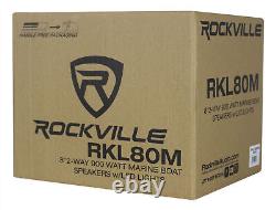 (2) Rockville RKL80MB 8 Tower LED Speakers For Polaris RZR/ATV/UTV/Cart/Jeep