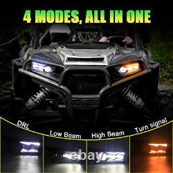 2014-2020 For Polaris RZR XP 4 1000 Pair Dual Halo ATV UTV LED Headlights Black