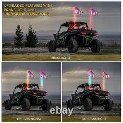 2PC 5ft RGB LED Spiral Whip Light Bluetooth & Remote ATV UTV RZR Chasing Antenna