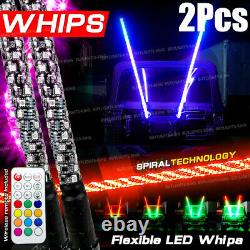 2PCS 4ft Spiral LED Whip Light Antenna Flag UTV ATV for Can Am Polaris RZR 1000