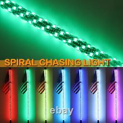 2Pcs 3FT LED Whip Lights Spiral Chase RGB and Rock Lights Bluetooth For UTV ATV