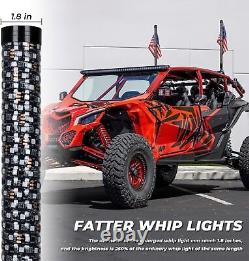 2X 1ft RGB LED Spiral Fat Whip Light Antenna For Can Am X3 RZR Polaris UTV ATV
