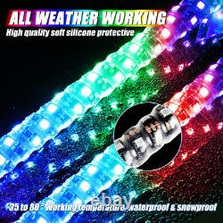 2X 3ft Lighted Spiral UTV RGB LED Whip Lights Antenna Turn Brake Signal ATV RZR
