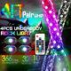 2X 4FT RGB Spiral LED Whip + Flag & LED Underbody Rock Light Kit For ATV RZR UTV