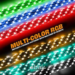 2X 4ft Lighted Spiral LED Whip Antenna withFlag + 4 Pods RGB Rock Lights UTV RZR