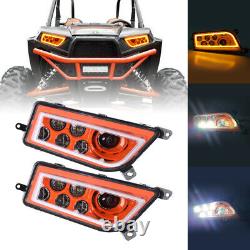 2X Orange ATV Halo Angel LED Headlights For Polaris RZR 900 S Turbo RZR XP 1000