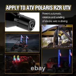 2x 2ft RGB LED Spiral Whip Lights Chase ATV UTV + 2X Spring Mounts Polaris RZR