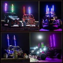 2x 4ft RGB Mutil-Color LED Antenna Light Whip Flag For ATV UTV RZR Buggy Polaris
