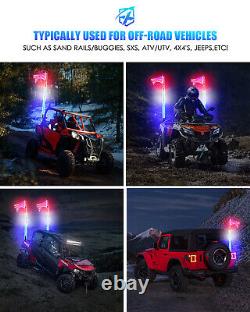 2x 5ft Spiral Whip Light Red White Blue For UTV ATV 4X4 Polaris RZR with Flag Pole