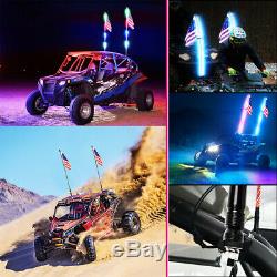 2x UTV 4ft RGB LED Spiral Whip Light Remote Dancing Multi-color Chase Light ATV