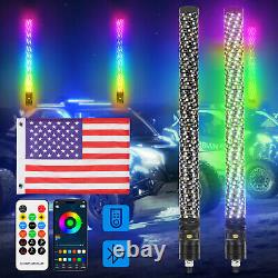 3FT Fat LED Whip APP Controlled Antenas Quick Release Whip Light for Polaris RZR