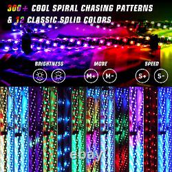 3FT LED Whip Lights Spiral Chase RGB and 10 Rock Lights For ATV UTV Polaris RZR