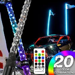 3FT LED Whip Lights Spiral Chase RGB and 10 Rock Lights For ATV UTV Polaris RZR