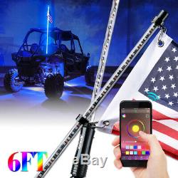 6ft Bluetooth Wireless Lighted Whip Antenna Flag Music Dance for ATV UTV Truck