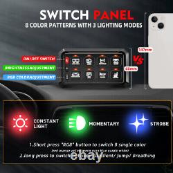 8 Gang Switch Panel RGB Back Lights for Can-Am Polaris RZR UTV ATV Accessories