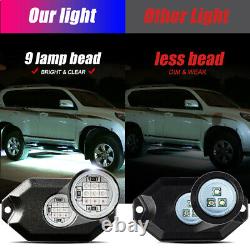 8 Pod RGB LED Rock Light bluetooth Underglow Lamp for CAN AM POLARIS RZR ATV UTV