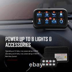 AUXBEAM 8 Gang Switch Panel Blue LED Back Lights for Can-am Polaris RZR ATV UTV