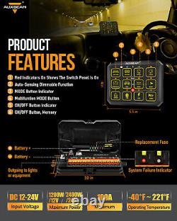AUXBEAM AC-1200 RGB 12-Gang Switch Panel for UTV ATV Polaris RZR Ranger Golf Car