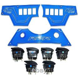 Billet Aluminum 8 Switch Dash Panel Kit Blue Powdercoated Includes 6 Switch
