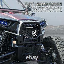 Black Steel Mesh Grille with 8 LED Light Bar for 14-18 Polaris RZR 900 S 1000 XP