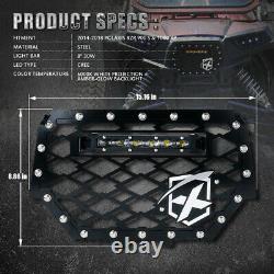 Black Steel Mesh Grille with 8 LED Light Bar for 14-18 Polaris RZR 900 S 1000 XP