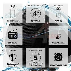 Bluetooth ATV UTV RZR Polaris Stereo Marine Speakers Audio 600W Amp Radio System