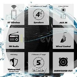 Bluetooth Waterproof ATV UTV RZR Polaris Stereo 3 Speakers Audio System FM Radio