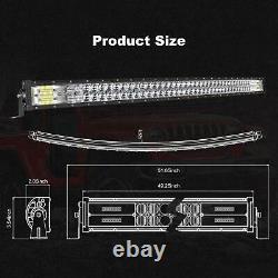 Curved 50 LED Light Bar+22+4 Pods Roof Driving For Truck Ford GMC SUV 4WD 52