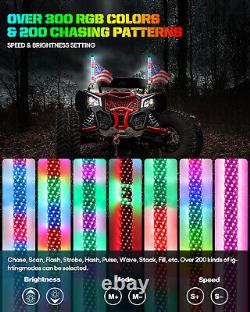 Fat 3ft RGB LED Whip Lights Antenna Flag for ATV UTV Can Am X3 Polaris RZR 1000