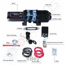For 14-19 Polaris RZR UTV ATV Winch 4500LBS Electric Winch Synthetic Rope 12V
