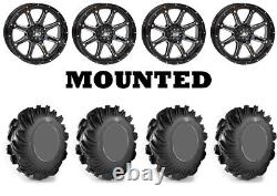 Kit 4 High Lifter Outlaw Tires 27x9.5-12 on STI HD4 Gloss Black Wheels POL