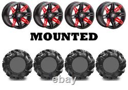 Kit 4 High Lifter Outlaw2 Tires 29.5x9.5-14 on Sedona Rukus Red Wheels 1KXP