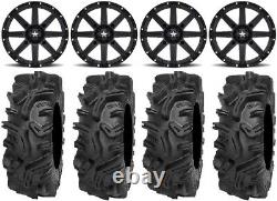MSA Black Clutch 14 UTV Wheels 30 Mudda Inlaw Tires Polaris RZR Turbo S / RS1