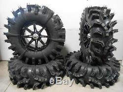 MSA Black Diesel 14 UTV Wheels 32 Terminator Tires Polaris RZR 1000 XP