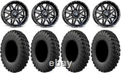 MSA Black Vibe 14 UTV Wheels 28 MotoRally Tires Polaris RZR Turbo S / RS1