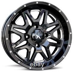 MSA Black Vibe 14 UTV Wheels 28 Mud Lite XL Tires Polaris RZR Turbo S / RS1