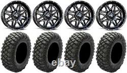 MSA Black Vibe 14 UTV Wheels 30 Crawler XR Tires Polaris RZR Turbo S / RS1