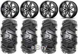 MSA Black Vibe 18 UTV Wheels 32 Moto MTC Tires Polaris RZR 1000 XP