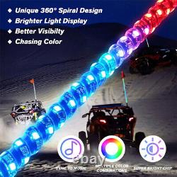 PAIR 5ft Spiral LED Whip Light Antenna Flag UTV ATV for Can Am Polaris RZR 1000