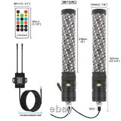 Pair 1ft RGB LED Spiral Fat Whip Light Antenna For Polaris RZR Can Am X3 UTV ATV