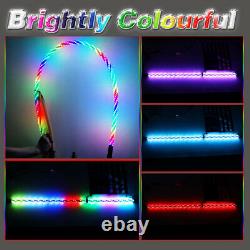 Pair 2ft RGB LED Spiral Whip Light Off Road Remote WithFlag Antenna RZR Can-Am ATV