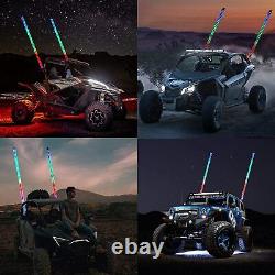Pair 4FT RGB LED Whip Chasing Antenas Light Spiral For ATV Polaris RZR UTV Buggy