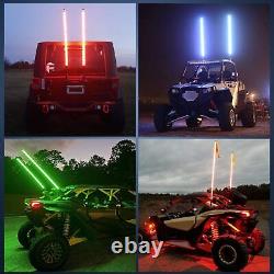 Pair 4FT Spiral RGB LED Lighted Whip Lights + 10 Pods Rock Light For ATV UTV RZR