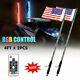 Pair 4ft RGB LED Antenna Light Spiral Whip Bar withFlag & Remote For ATV UTV RZR