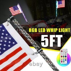 Pair 5ft Spiral LED Whip Light Antenna Flag for UTV ATV Polaris RZR 1000 Can Am